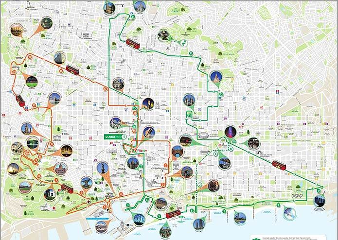 Маршруты Barcelona City Tour на карте - фото