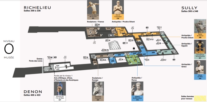 Схема нулевого этажа Лувра - фото
