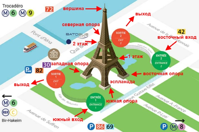 План - схема Эйфелевой башни - фото