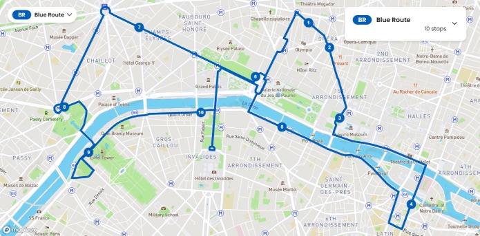 Синий маршрут Tootbus на карте - фото